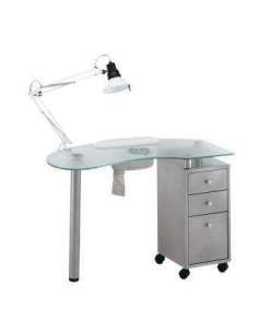 MESA DE MANICURA METAL VIDRIO CON ASPIRACIÓN