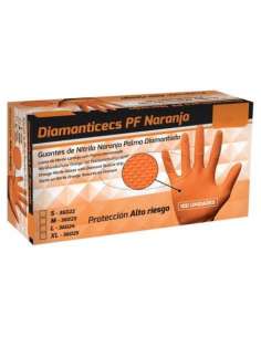Guantes de nitrilo DIAMANTADO NARANJA - 100 uds