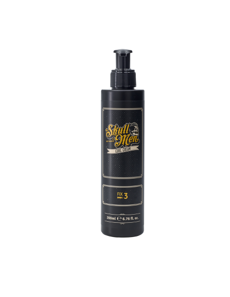 Envase de Skull Men Curl Cream 200ml, crema para rizos con fijación natural.