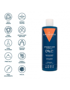 Valquer Champú Zero % para cabellos lisos en envase profesional sobre fondo blanco – sin sulfatos ni siliconas 2