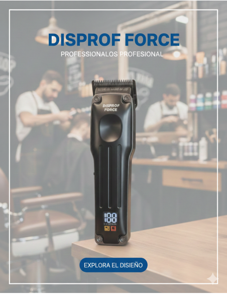 Máquina de corte Disprof Force Hair Clipper inalámbrica con pantalla digital y peines incluidos