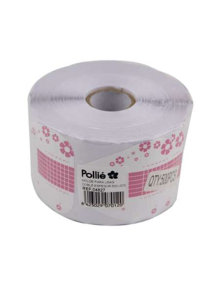Moldes universales para uñas Pollié 500 unidades - autoadhesivos para construcción de gel y acrílico