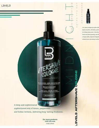 L3VEL3 After Shave Midnight 400ml Colonia Barbería