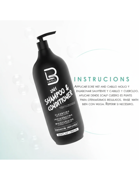 Champú y Acondicionador 2 en 1 L3VEL3 – Cabello Suave e Hidratado