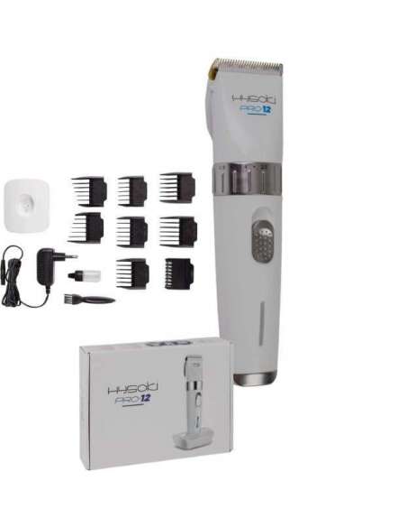 cuchilla cerámica titanio, batería litio 4 horas, cortapelo silencioso, 2 velocidades, peines guía incluidos Hysoki