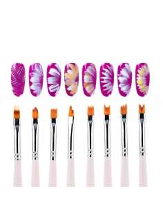 Pack 3 de pinceles de flores para decoración de uñas